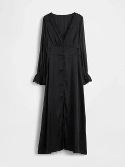 Button-Front V-Neck Maxi Dress