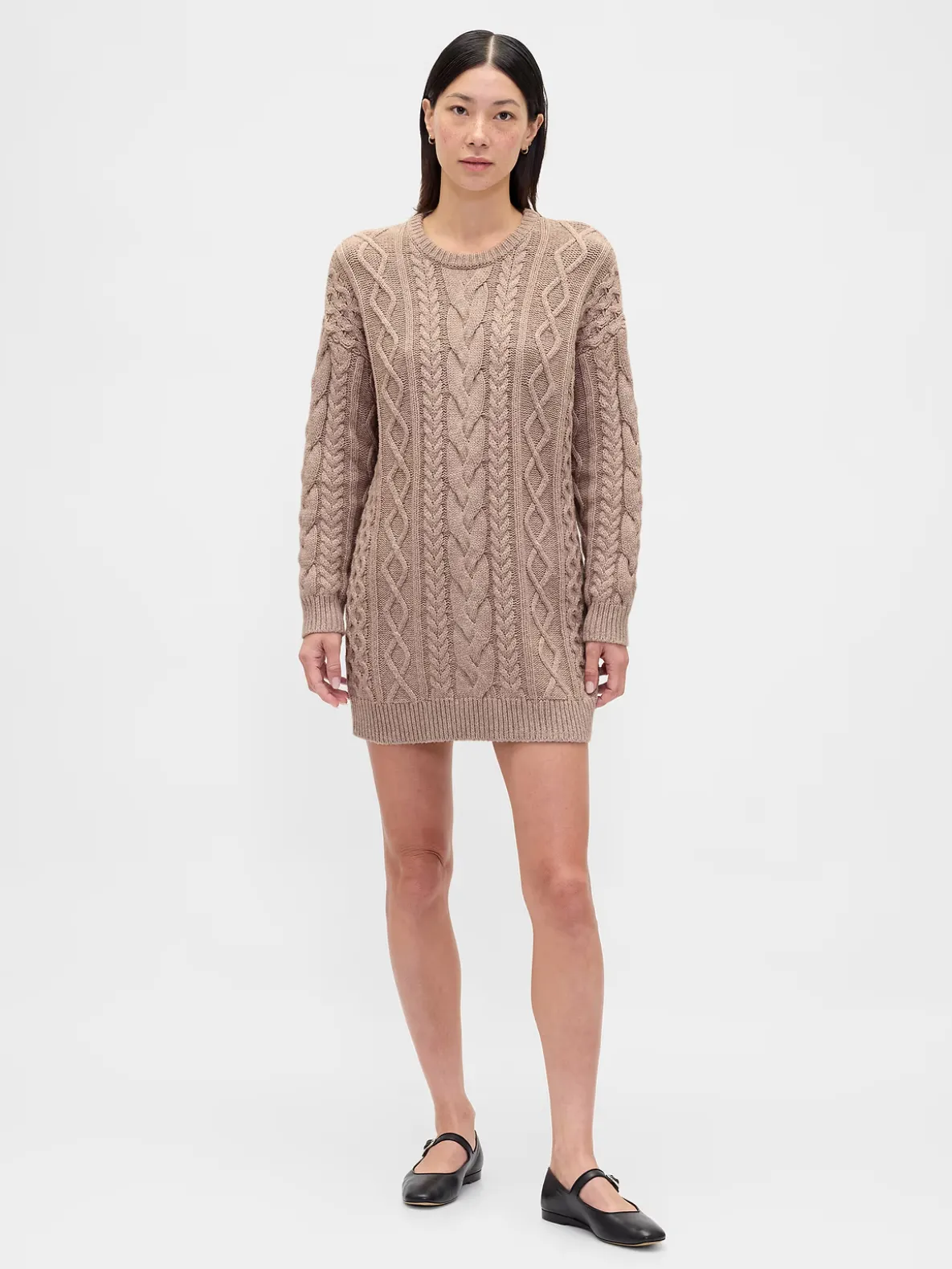 Cable-Knit Mini Sweater Dress