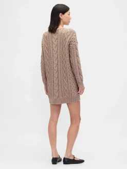 Cable-Knit Mini Sweater Dress