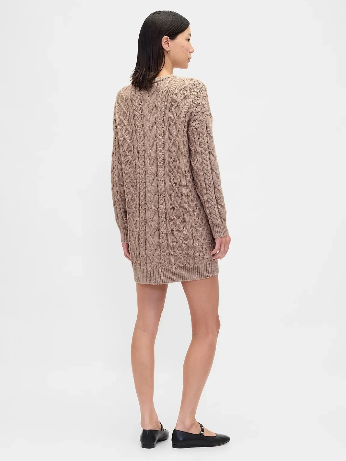 Cable-Knit Mini Sweater Dress