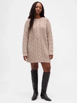 Cable-Knit Mini Sweater Dress