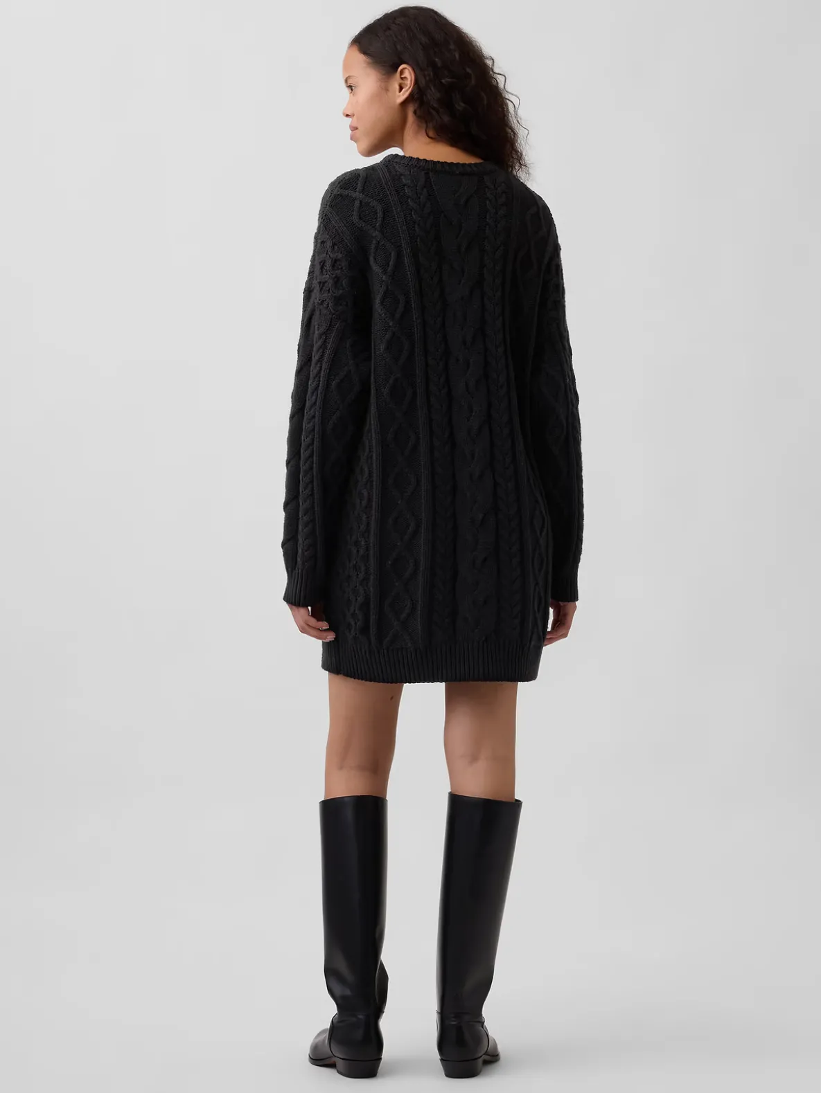 Cable-Knit Mini Sweater Dress