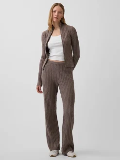 CashSoft Cable-Knit Boot Sweater Pants