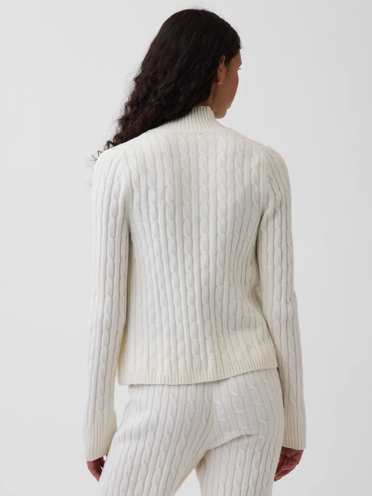 CashSoft Cable-Knit Crop Zip Cardigan