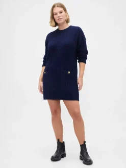 CashSoft Cable-Knit Mini Sweater Dress