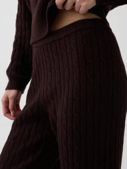 CashSoft Cable-Knit Sweater Pants