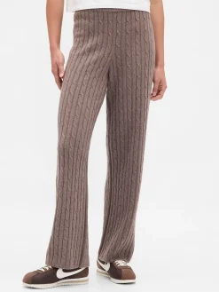 CashSoft Cable-Knit Sweater Pants