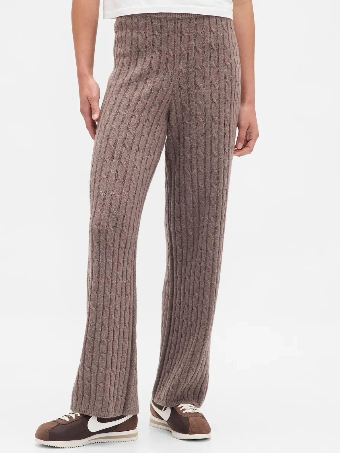 CashSoft Cable-Knit Sweater Pants
