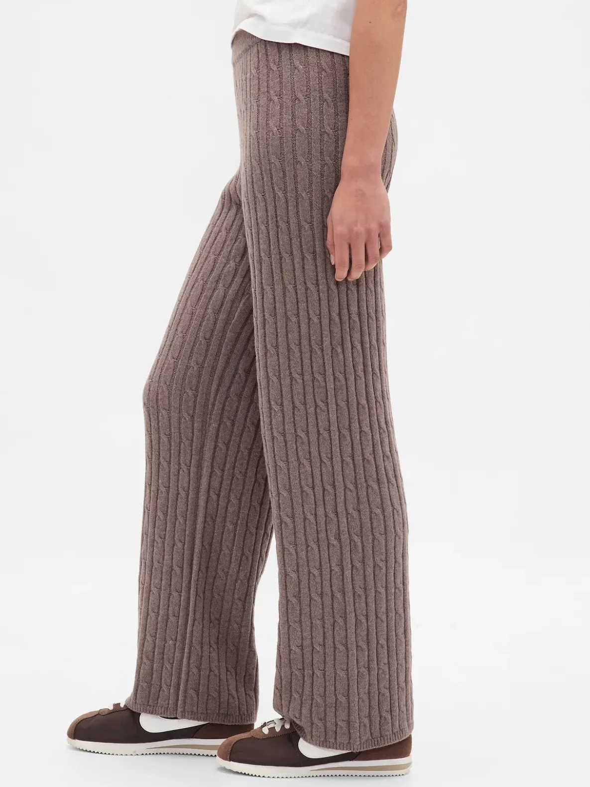 CashSoft Cable-Knit Sweater Pants