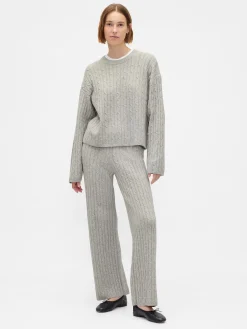 CashSoft Cable-Knit Sweater Pants