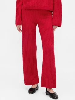 CashSoft Cable-Knit Sweater Pants
