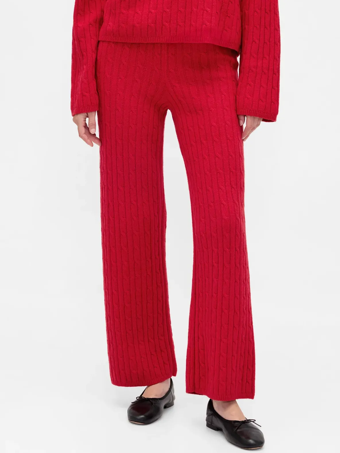 CashSoft Cable-Knit Sweater Pants