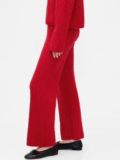 CashSoft Cable-Knit Sweater Pants