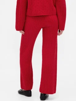 CashSoft Cable-Knit Sweater Pants
