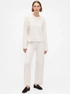 CashSoft Cable-Knit Sweater Pants