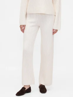 CashSoft Cable-Knit Sweater Pants