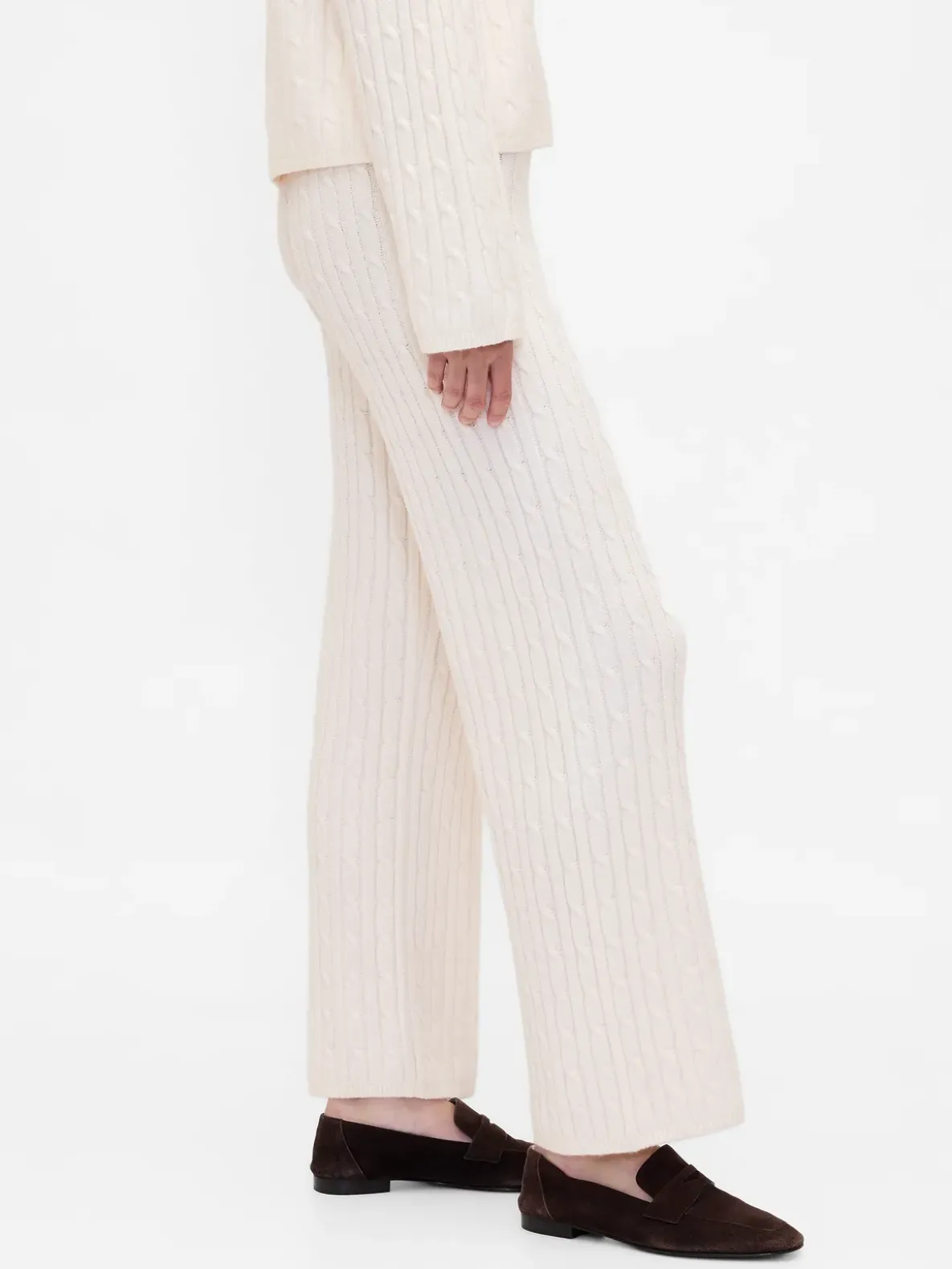CashSoft Cable-Knit Sweater Pants