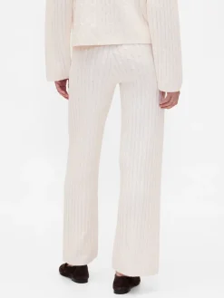 CashSoft Cable-Knit Sweater Pants