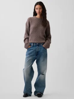 CashSoft Oversized Cable-Knit Sweater
