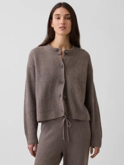 CashSoft Oversized Shaker-Stitch Cardigan