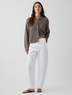 CashSoft Oversized Shaker-Stitch Cardigan