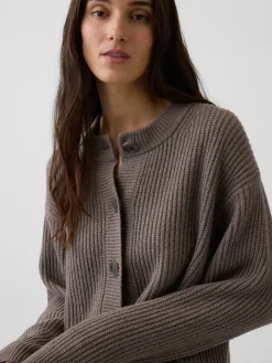 CashSoft Oversized Shaker-Stitch Cardigan