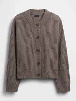 CashSoft Oversized Shaker-Stitch Cardigan