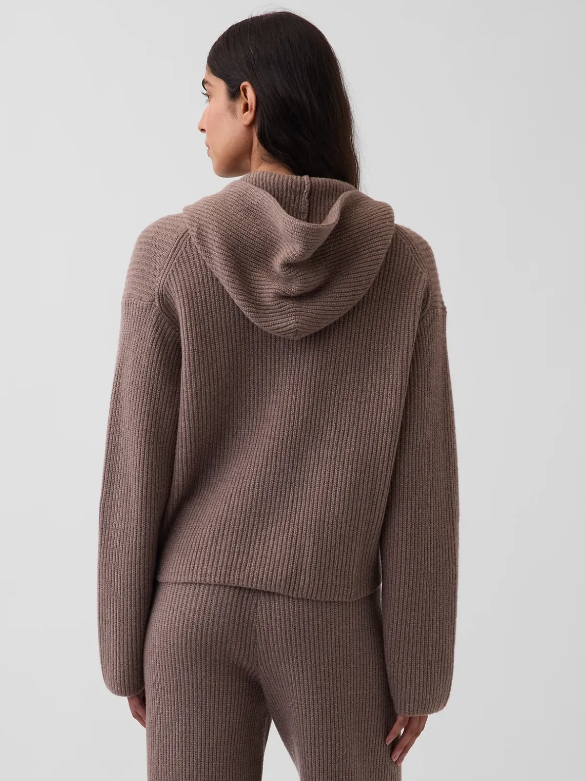 CashSoft Oversized Shaker-Stitch Zip Hoodie