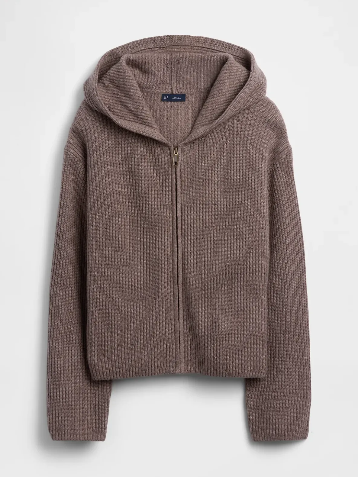 CashSoft Oversized Shaker-Stitch Zip Hoodie