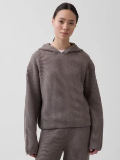CashSoft Oversized Shaker-Stitch Hoodie