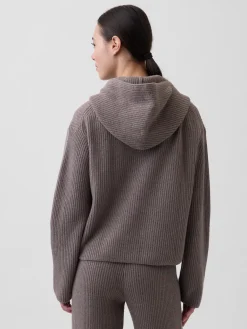 CashSoft Oversized Shaker-Stitch Hoodie