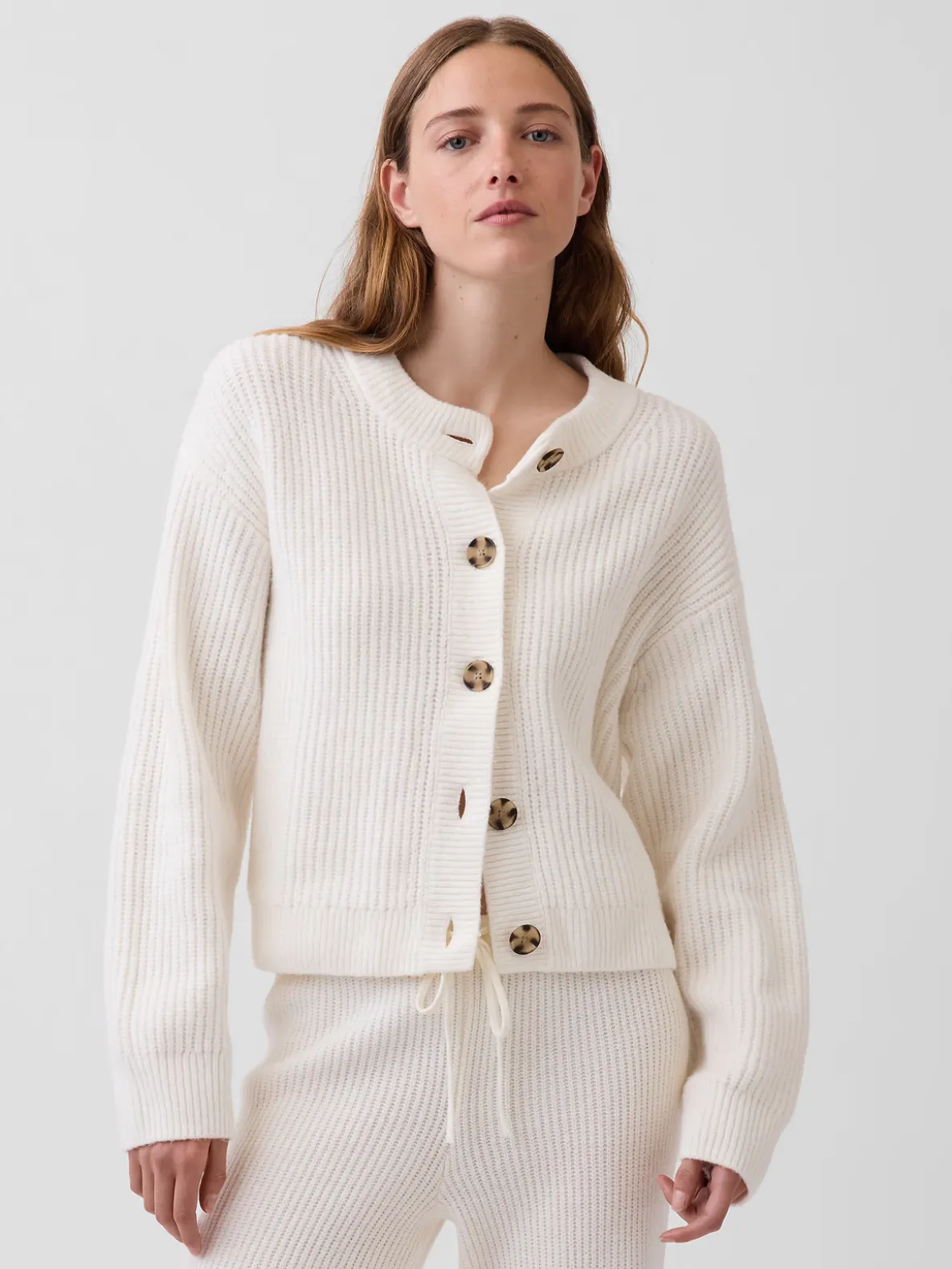 CashSoft Oversized Shaker-Stitch Cardigan