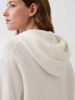 CashSoft Oversized Shaker-Stitch Zip Hoodie