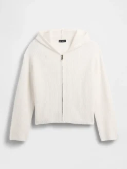 CashSoft Oversized Shaker-Stitch Zip Hoodie