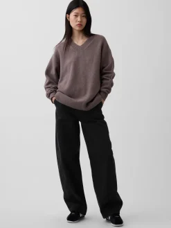 CashSoft Oversized V-Neck Tunic Sweater