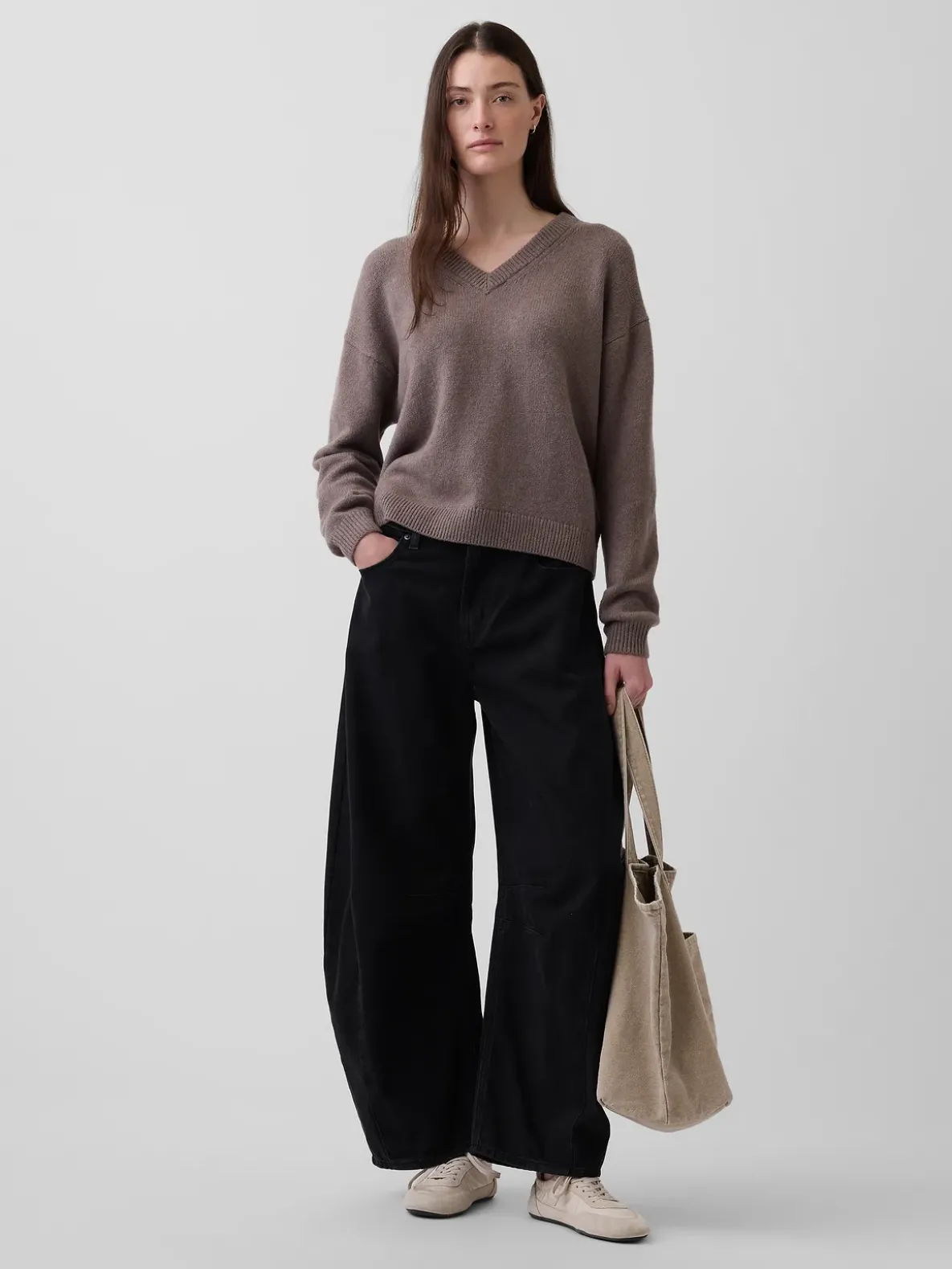 CashSoft Oversized V-Neck Sweater