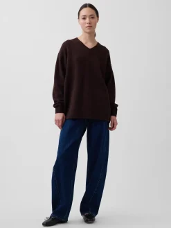 CashSoft Oversized V-Neck Tunic Sweater