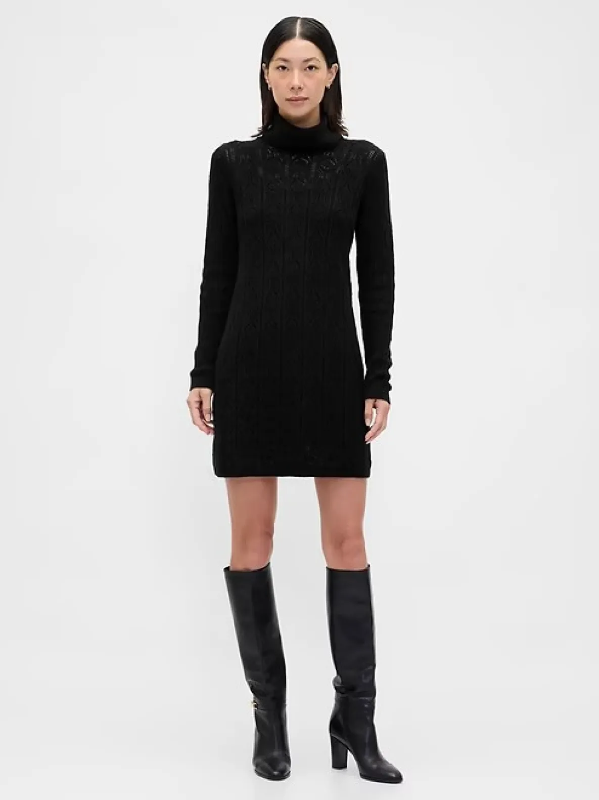 CashSoft Pointelle Turtleneck Sweater Dress