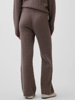CashSoft Relaxed Cable-Knit Sweater Pants