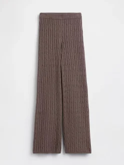 CashSoft Relaxed Cable-Knit Sweater Pants