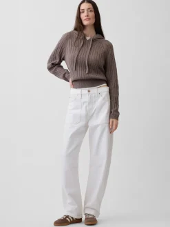 CashSoft Relaxed Cable-Knit Hoodie