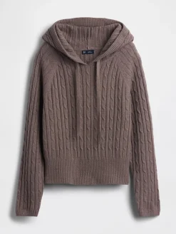 CashSoft Relaxed Cable-Knit Hoodie
