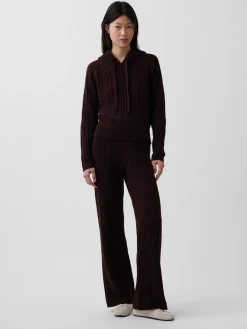 CashSoft Relaxed Cable-Knit Hoodie