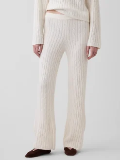 CashSoft Relaxed Cable-Knit Sweater Pants