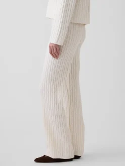 CashSoft Relaxed Cable-Knit Sweater Pants