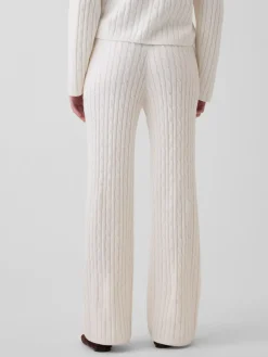 CashSoft Relaxed Cable-Knit Sweater Pants