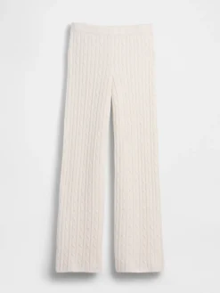 CashSoft Relaxed Cable-Knit Sweater Pants