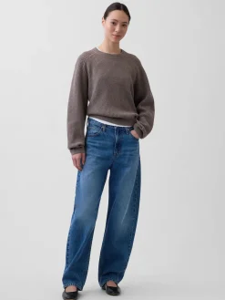 CashSoft Relaxed Shaker-Stitch Sweater