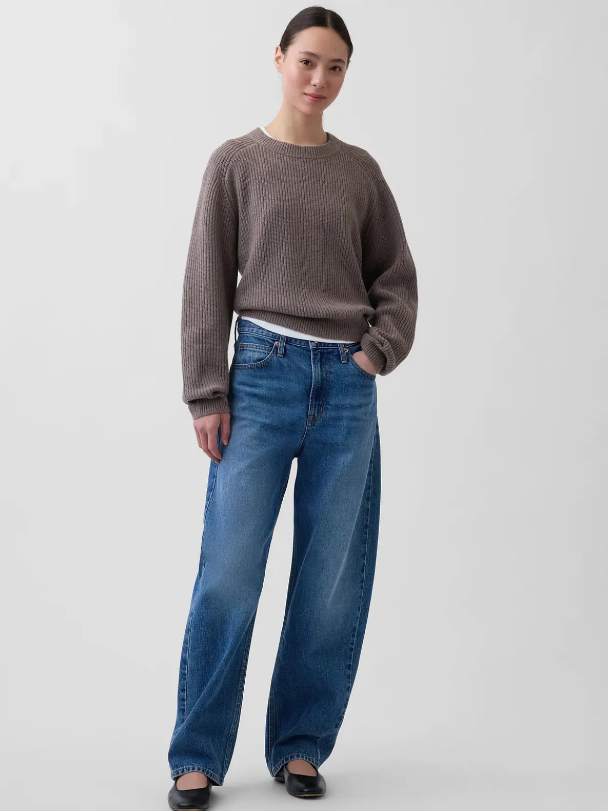 CashSoft Relaxed Shaker-Stitch Sweater