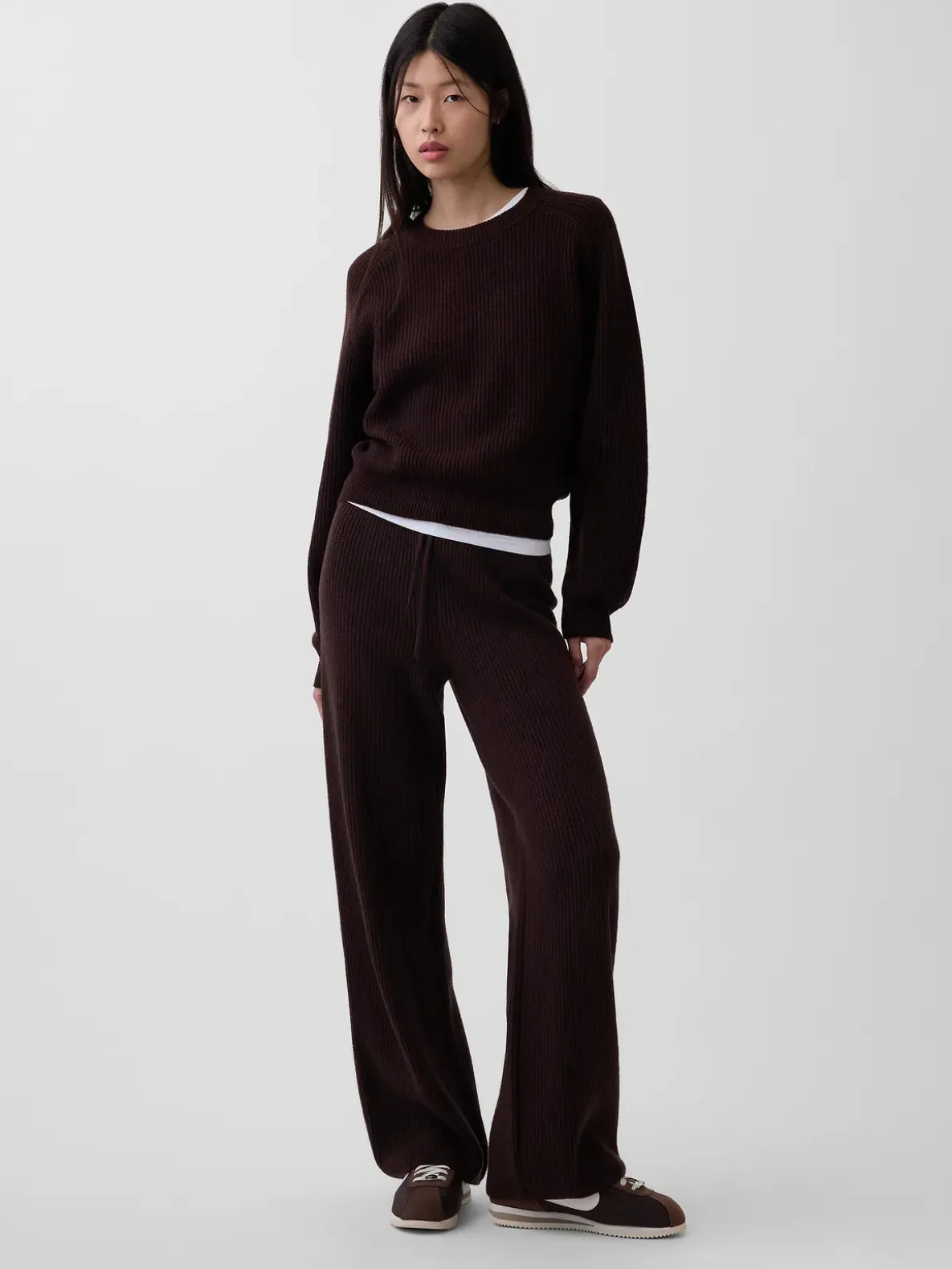 CashSoft Relaxed Shaker-Stitch Sweater
